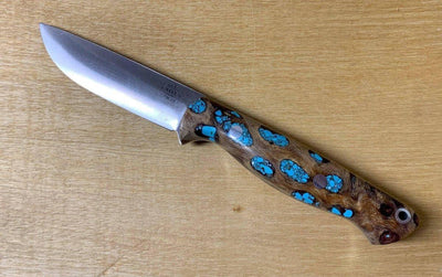 Bark River Gunny CPM 3V Knife Cholla Cactus w/ Turquoise - Gray Liners - Rampless #2 - NORTH RIVER OUTDOORS