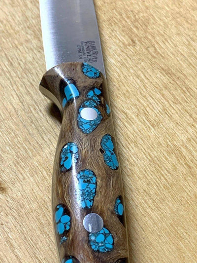 Bark River Gunny CPM 3V Knife Cholla Cactus w/ Turquoise - Gray Liners - Rampless #2 - NORTH RIVER OUTDOORS