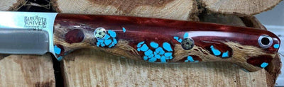 Bark River Gunny CPM 3V Knife - Red Cholla Cactus with Turquoise - Gray Liners - Rampless - NORTH RIVER OUTDOORS