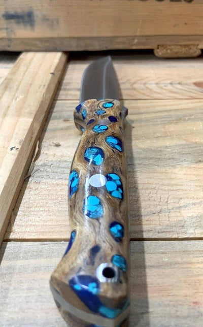 Bark River Gunny CPM 3V Knife w/ Blue Cholla Cactus - Turquoise - NORTH RIVER OUTDOORS