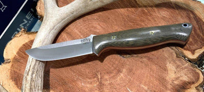 Bark River Gunny CPM 3V Knife w/ Green Canvas Micarta - Red Liners - Mosaic Pins - NORTH RIVER OUTDOORS
