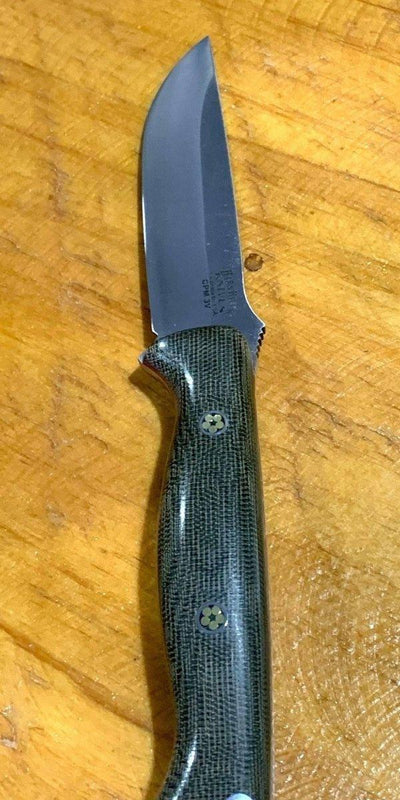 Bark River Gunny CPM 3V Knife w/ Green Canvas Micarta - Red Liners - Mosaic Pins - NORTH RIVER OUTDOORS