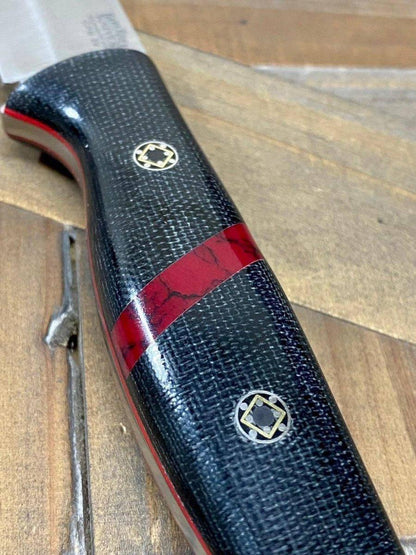 Bark River Gunny Scandi CPM 3V Black Micarta, Bloody Basin Spacer, Red Liners, Mosaic Pins - NORTH RIVER OUTDOORS
