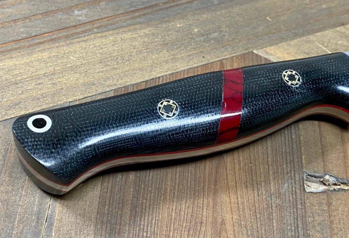 Bark River Gunny Scandi CPM 3V Black Micarta, Bloody Basin Spacer, Red Liners, Mosaic Pins - NORTH RIVER OUTDOORS