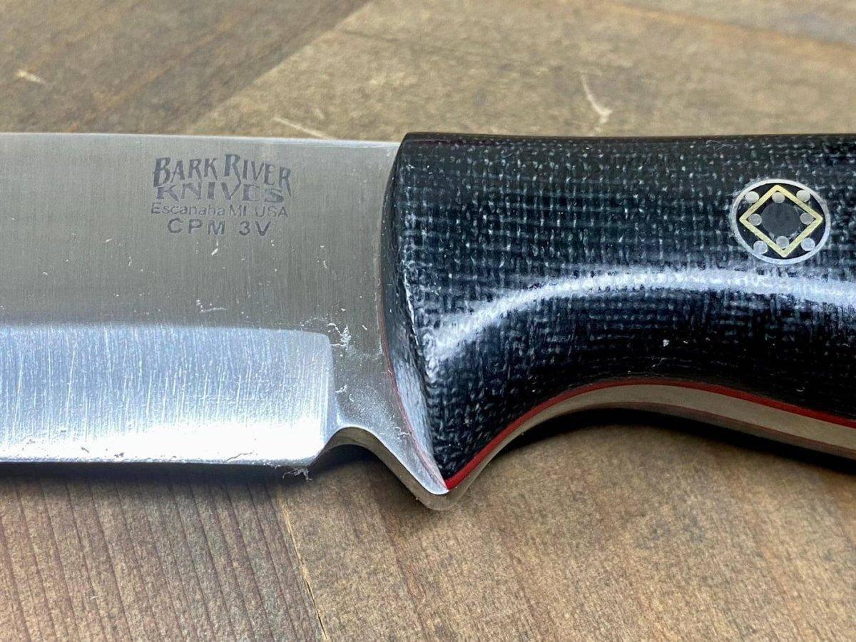 Bark River Gunny Scandi CPM 3V Black Micarta, Bloody Basin Spacer, Red Liners, Mosaic Pins - NORTH RIVER OUTDOORS