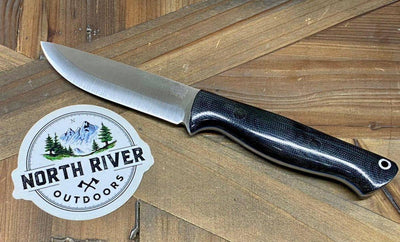 Bark River Gunny Scandi CPM 3V Black Micarta, Blue Liners, Black Pins - NORTH RIVER OUTDOORS