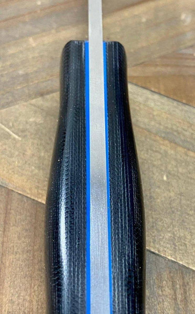 Bark River Gunny Scandi CPM 3V Black Micarta, Blue Liners, Black Pins - NORTH RIVER OUTDOORS