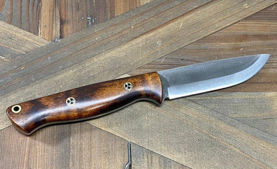 Bark River Gunny Scandi CPM 3V Dark Curly Maple, Black Liners, Mosaic Pins - NORTH RIVER OUTDOORS