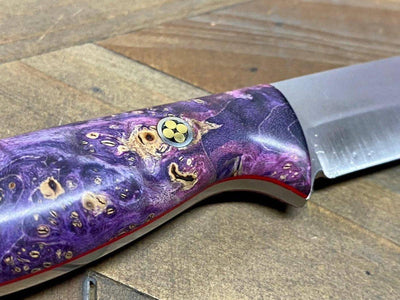 Bark River Gunny Scandi CPM 3V Galaxy Maple Burl, Red Liner, Mosiac Pins - NORTH RIVER OUTDOORS