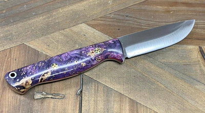 Bark River Gunny Scandi CPM 3V Galaxy Maple Burl, Red Liner, Mosiac Pins - NORTH RIVER OUTDOORS