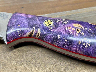 Bark River Gunny Scandi CPM 3V Galaxy Maple Burl, Red Liner, Mosiac Pins - NORTH RIVER OUTDOORS