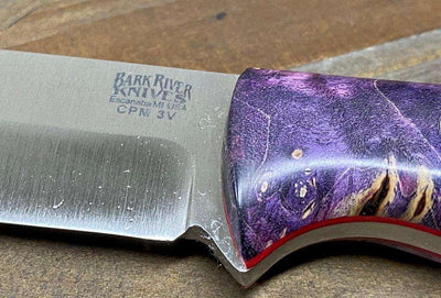 Bark River Gunny Scandi CPM 3V Galaxy Maple Burl, Red Liner, Mosiac Pins - NORTH RIVER OUTDOORS