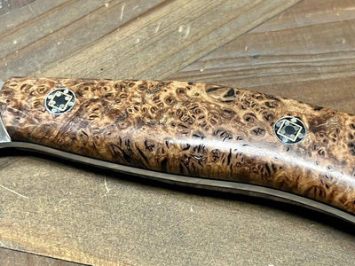 Bark River JX6 II MagnaCut Fixed Knife Black Ash Burl Black Liners Mosaic Pins (USA) - NORTH RIVER OUTDOORS