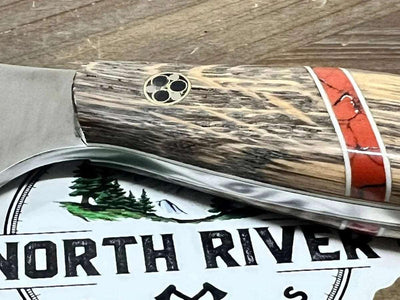 Bark River JX6 II MagnaCut Fixed Knife Bog Oak Bone Spacer White Liners Mosaic Pins (USA) - NORTH RIVER OUTDOORS