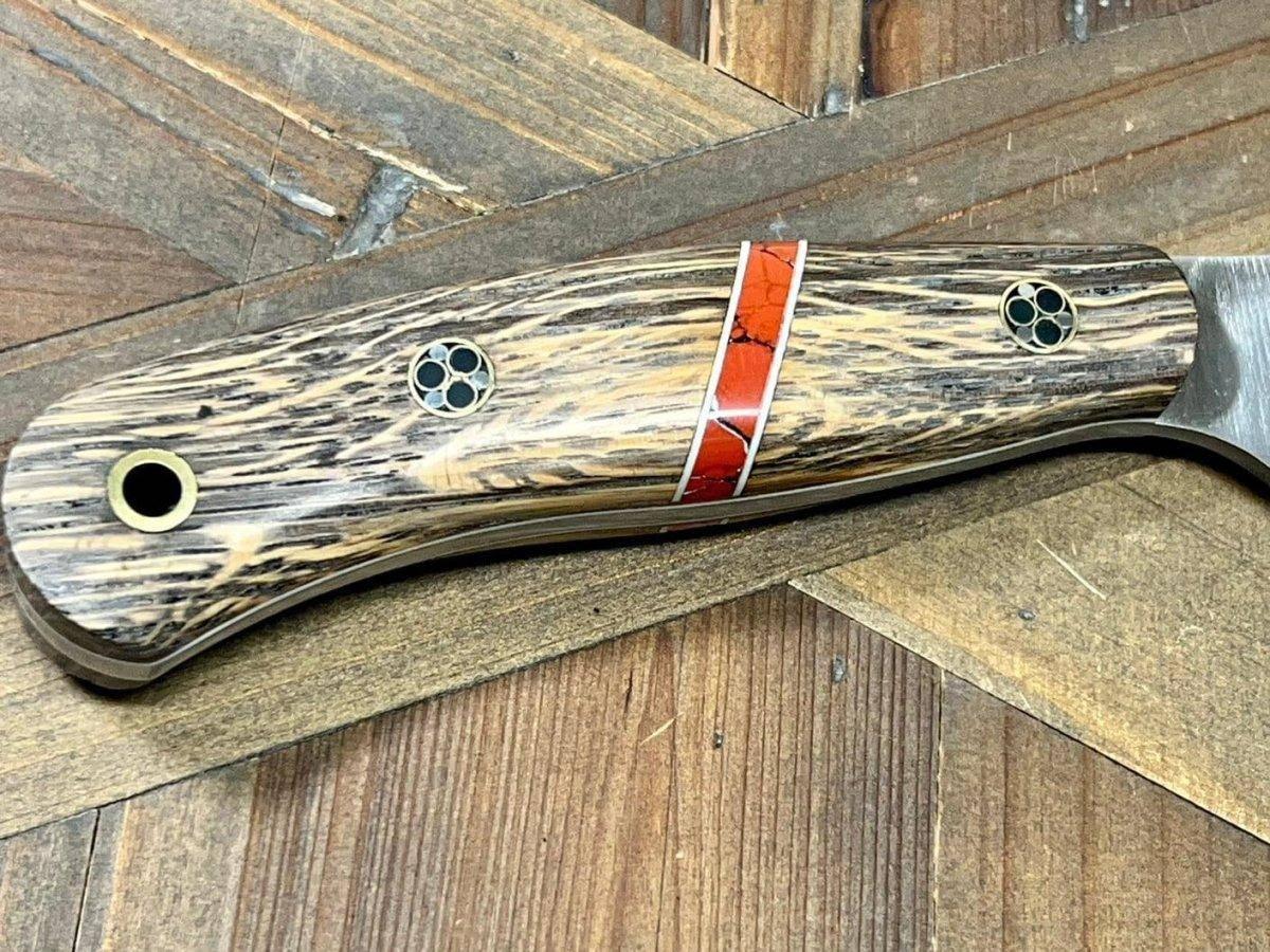 Bark River JX6 II MagnaCut Fixed Knife Bog Oak Bone Spacer White Liners Mosaic Pins (USA) - NORTH RIVER OUTDOORS