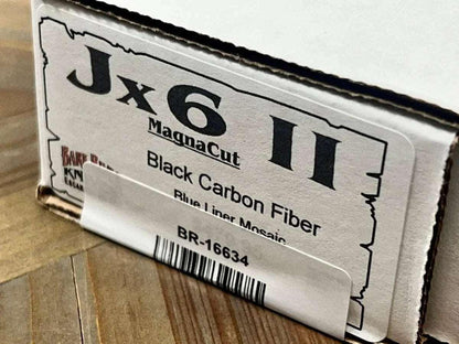 Bark River JX6 II MagnaCut Fixed Knife Carbon Fiber Blue Liners Mosaic Pins (USA) - NORTH RIVER OUTDOORS