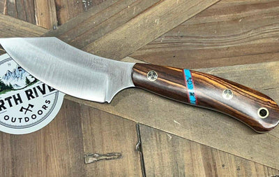 Bark River JX6 II MagnaCut Fixed Knife Desert Ironwood Turquoise Spacer Red Liners Mosaic Pins (USA) - NORTH RIVER OUTDOORS
