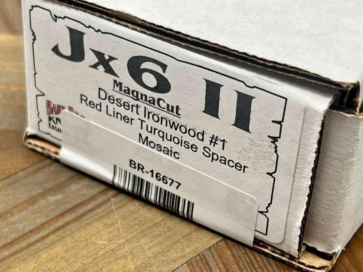 Bark River JX6 II MagnaCut Fixed Knife Desert Ironwood Turquoise Spacer Red Liners Mosaic Pins (USA) - NORTH RIVER OUTDOORS