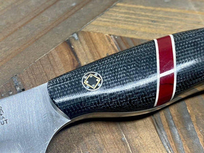Bark River JX6 MagnaCut Black Canvas Micarta Bloody Basin Spacer Mosaic Pins (USA) - NORTH RIVER OUTDOORS