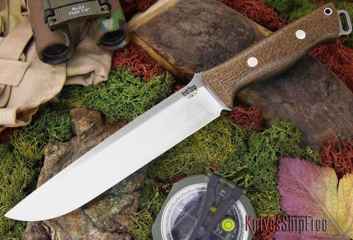 Bark River Knives Bravo II CPM 3V Tan Burlap Micarta - NORTH RIVER OUTDOORS