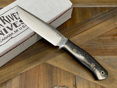 Bark River Matterhorn Fixed Blade CPM-S45VN Black Carbon Fiber Mosaic Pins - NORTH RIVER OUTDOORS
