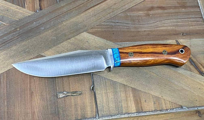 Bark River Matterhorn Fixed Blade CPM-S45VN Desert Ironwood Turquoise Spacer Mosaic Pins - NORTH RIVER OUTDOORS