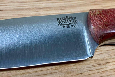 Bark River Mini-Aurora CPM 3V Knife Red & Natural #3 Elder Burl (USA) - NORTH RIVER OUTDOORS