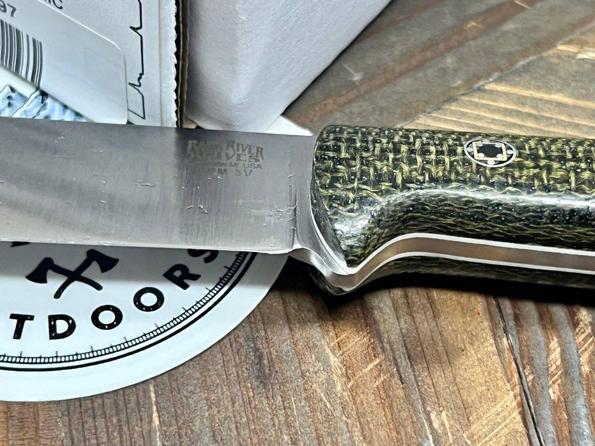 Bark River Mini Kephart Knife 3V Evergreen Burlap Handles White Liners Mosaic Pins (USA) - NORTH RIVER OUTDOORS