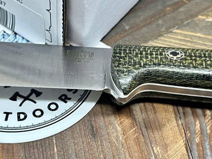 Bark River Mini Kephart Knife 3V Evergreen Burlap Handles White Liners Mosaic Pins (USA) - NORTH RIVER OUTDOORS