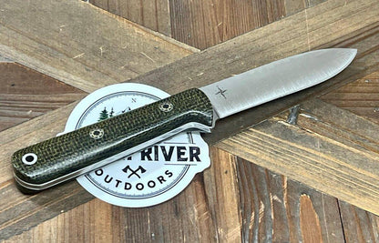 Bark River Mini Kephart Knife 3V Evergreen Burlap Handles White Liners Mosaic Pins (USA) - NORTH RIVER OUTDOORS