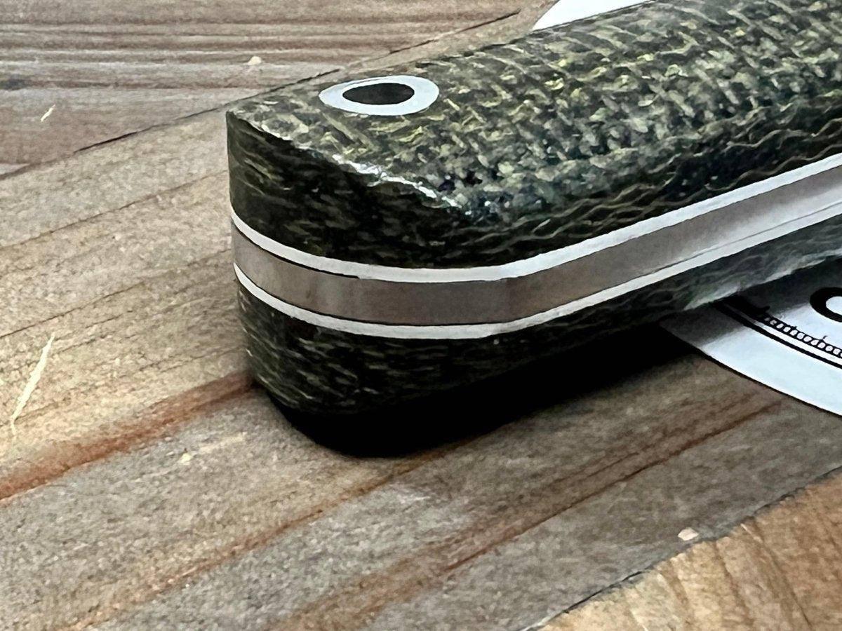 Bark River Mini Kephart Knife 3V Evergreen Burlap Handles White Liners Mosaic Pins (USA) - NORTH RIVER OUTDOORS