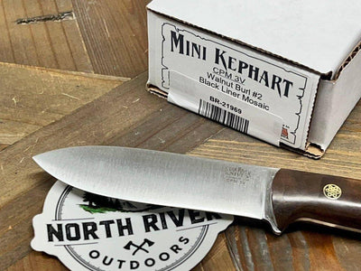 Bark River Mini Kephart Knife 3V Walnut Burl Black Liner Mosaic Pins (USA) - NORTH RIVER OUTDOORS