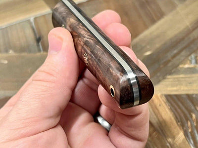 Bark River Mini Kephart Knife 3V Walnut Burl Black Liner Mosaic Pins (USA) - NORTH RIVER OUTDOORS