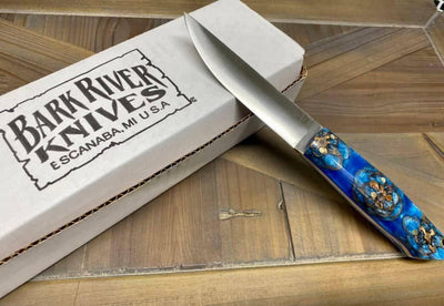 Bark River Puukko 3V Knife Blue Sprucecone - Blue Liners (USA) - NORTH RIVER OUTDOORS