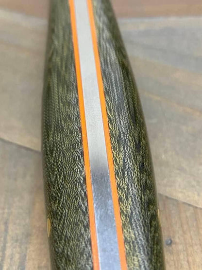 Bark River Puukko 3V Knife Green Linen Micarta - Orange Liners (USA) - NORTH RIVER OUTDOORS