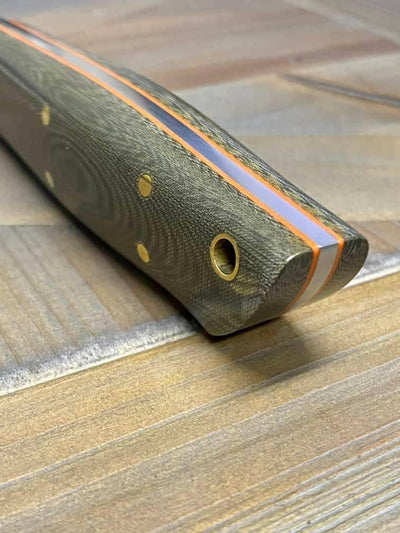 Bark River Puukko 3V Knife Green Linen Micarta - Orange Liners (USA) - NORTH RIVER OUTDOORS