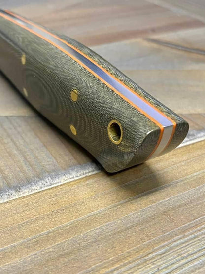 Bark River Puukko 3V Knife Green Linen Micarta - Orange Liners (USA) - NORTH RIVER OUTDOORS