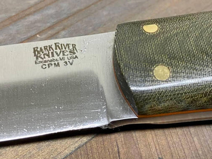 Bark River Puukko 3V Knife Green Linen Micarta - Orange Liners (USA) - NORTH RIVER OUTDOORS