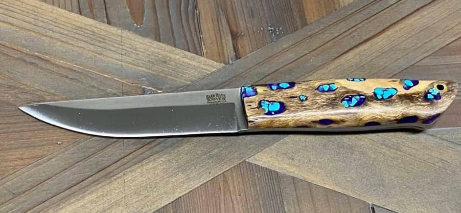 Bark River Puukko 3V Knife Purple Cholla Cactus with Turquoise (USA) - NORTH RIVER OUTDOORS