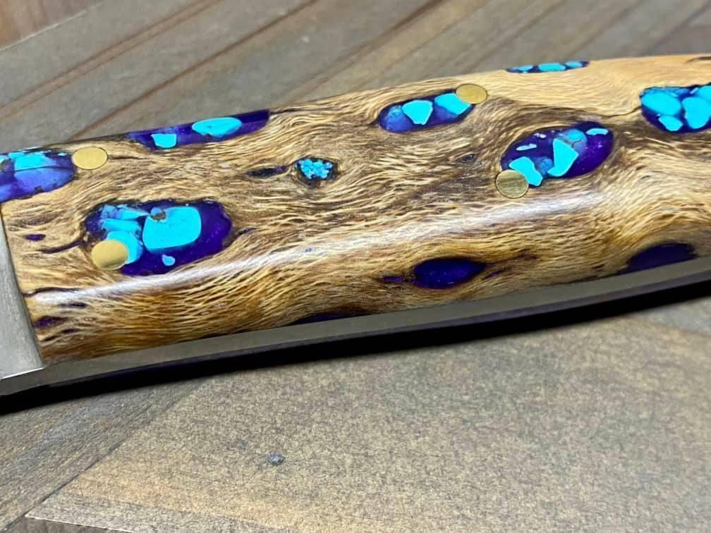 Bark River Puukko 3V Knife Purple Cholla Cactus with Turquoise (USA) - NORTH RIVER OUTDOORS