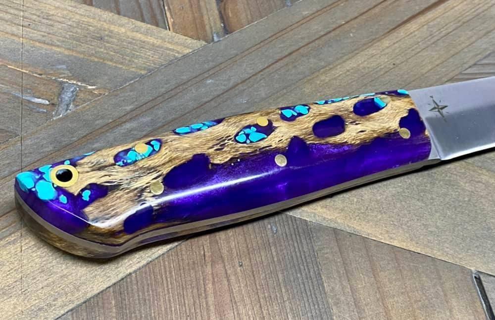 Bark River Puukko 3V Knife Purple Cholla Cactus with Turquoise (USA) - NORTH RIVER OUTDOORS