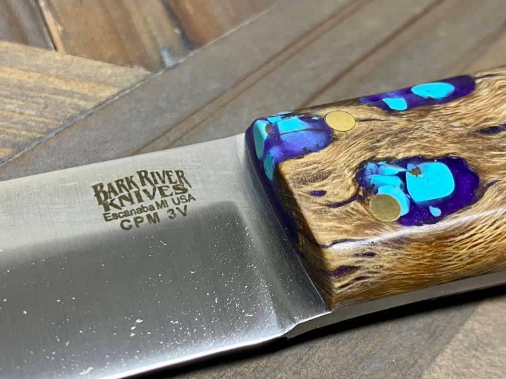 Bark River Puukko 3V Knife Purple Cholla Cactus with Turquoise (USA) - NORTH RIVER OUTDOORS
