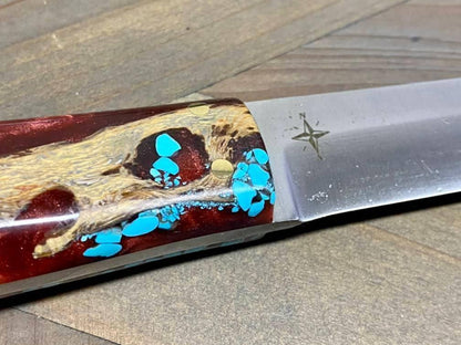 Bark River Puukko 3V Knife Red Cholla Cactus with Turquoise (USA) - NORTH RIVER OUTDOORS