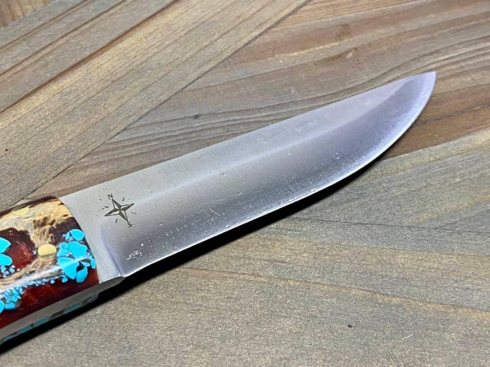 Bark River Puukko 3V Knife Red Cholla Cactus with Turquoise (USA) - NORTH RIVER OUTDOORS