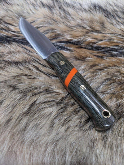 Bark River Ultra Lite Field Knife CPM 3V Green Canvas Micarta Orange Spacer Liners Brass Pins (USA) - NORTH RIVER OUTDOORS