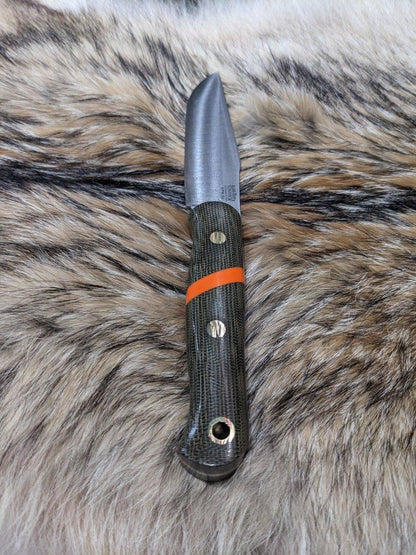 Bark River Ultra Lite Field Knife CPM 3V Green Canvas Micarta Orange Spacer Liners Brass Pins (USA) - NORTH RIVER OUTDOORS
