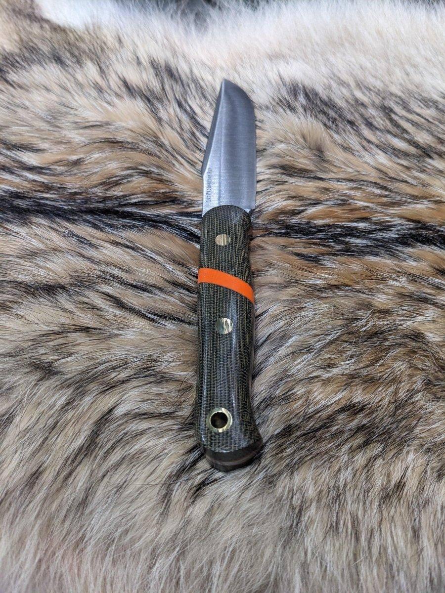 Bark River Ultra Lite Field Knife CPM 3V Green Canvas Micarta Orange Spacer Liners Brass Pins (USA) - NORTH RIVER OUTDOORS
