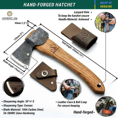 BeaverCraft Carving Axe Hand Forged Hatchet with Sheath for Bushcraft Camping Carving - NORTH RIVER OUTDOORS