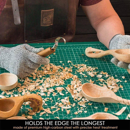 BeaverCraft SK1S OAK Hook Spoon Carving Knife with Leather Sheath - NORTH RIVER OUTDOORS