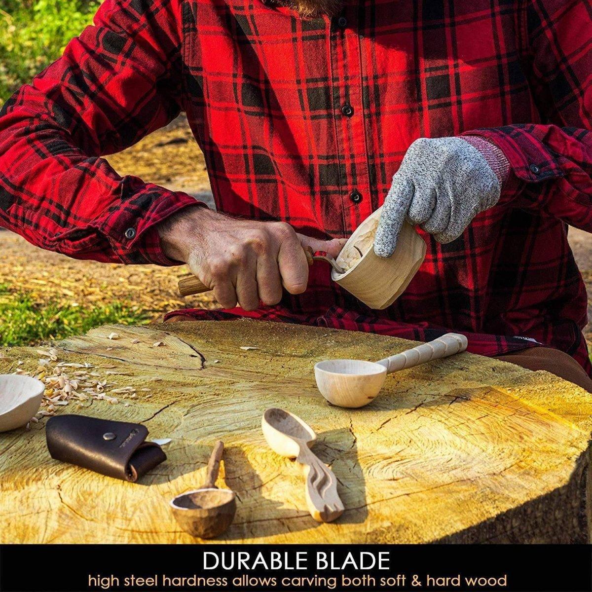 BeaverCraft SK1S OAK Hook Spoon Carving Knife with Leather Sheath - NORTH RIVER OUTDOORS